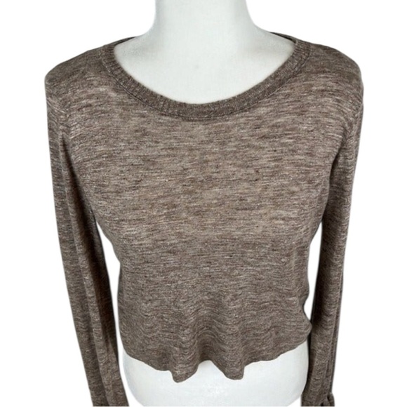 Zara Brown Crewneck Bell Sleeve Top Size S - Picture 2 of 7